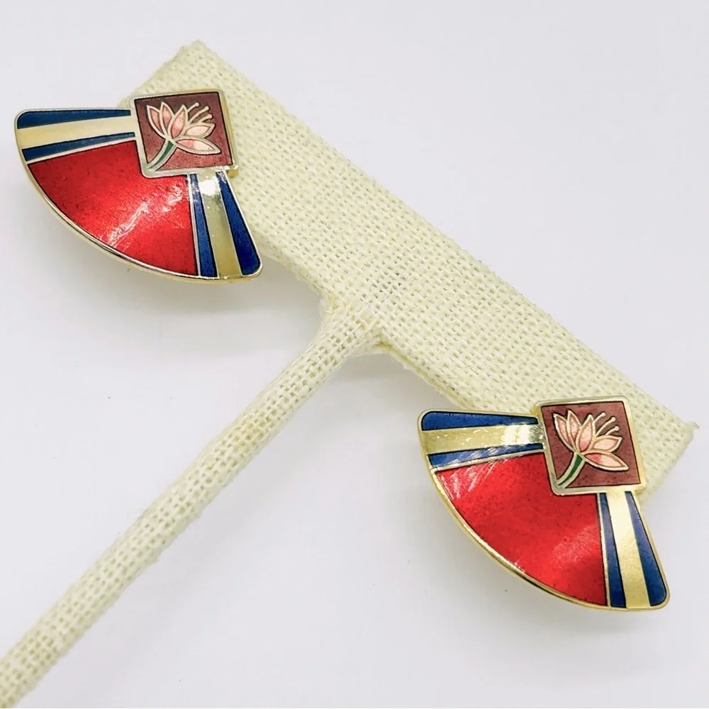 Laurel Burch Cloisonné Earrings - Picture 2 of 3